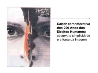 Cartaz comemorativo dos 200 Anos dos Direitos Humanos:  observa a simplicidade e a força da imagem 