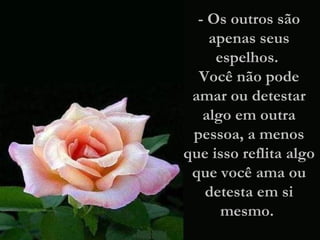- Os outros são apenas seus espelhos.  Você não pode amar ou detestar algo em outra pessoa, a menos que isso reflita algo que você ama ou detesta em si mesmo.  