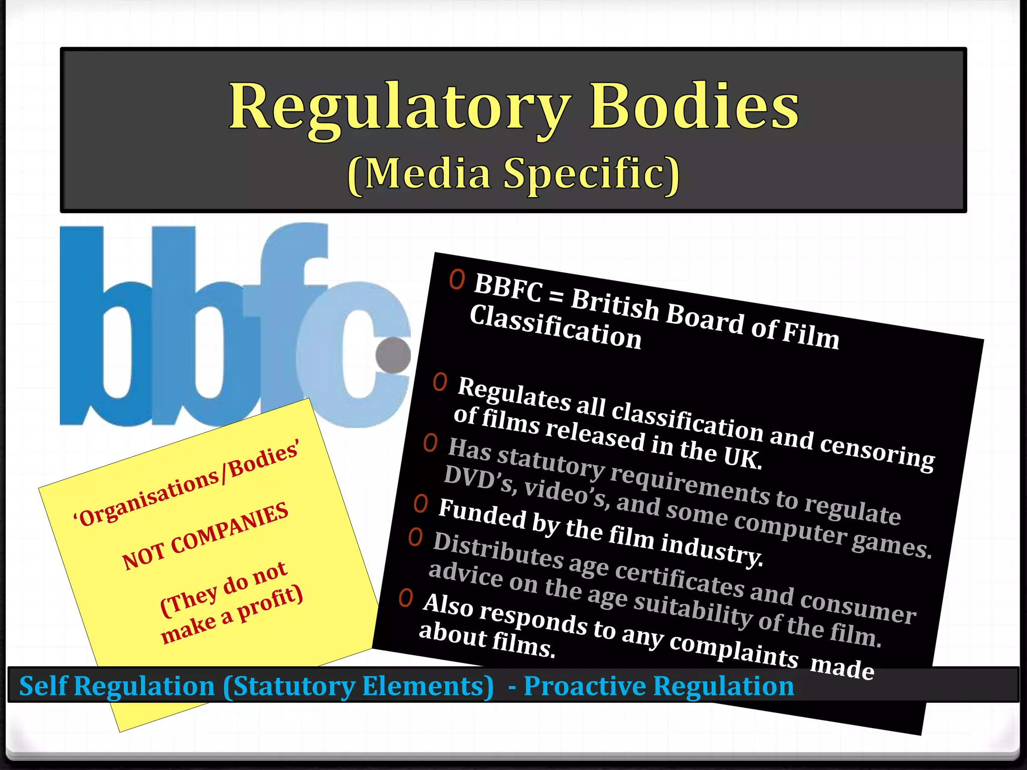 Self Regulation (Statutory Elements) - Proactive Regulation
 