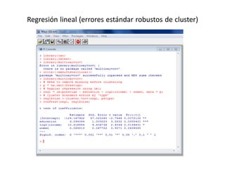 Regresión lineal (errores estándar robustos de cluster)
 