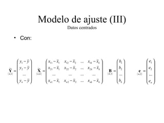 Modelo de ajuste (III) Datos centrados Con: 