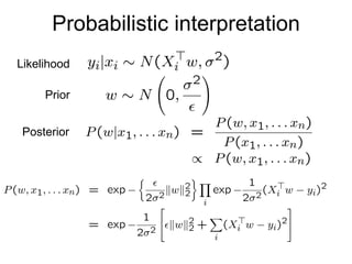 Probabilistic interpretation Likelihood Prior Posterior 