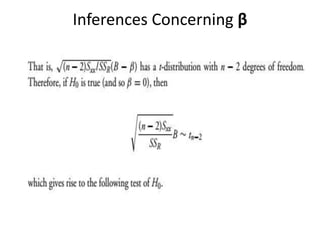 Inferences Concerning β
 