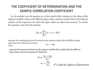 THE COEFFICIENT OF DETERMINATION AND THE
SAMPLE CORRELATION COEFFICIENT
 