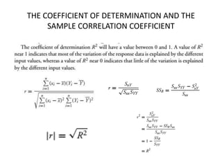 THE COEFFICIENT OF DETERMINATION AND THE
SAMPLE CORRELATION COEFFICIENT
 