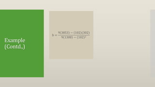 Example
(Contd.,)
b =
9 3853 − 102 (302)
9 1308 − 102 2
 