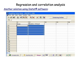 Another solution using Instat® software:
Regression and correlation analysis
 