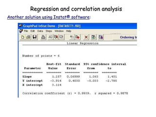 Another solution using Instat® software:
Regression and correlation analysis
 