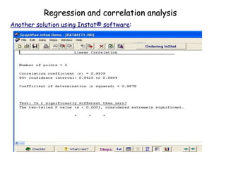 Another solution using Instat® software:
Regression and correlation analysis
 