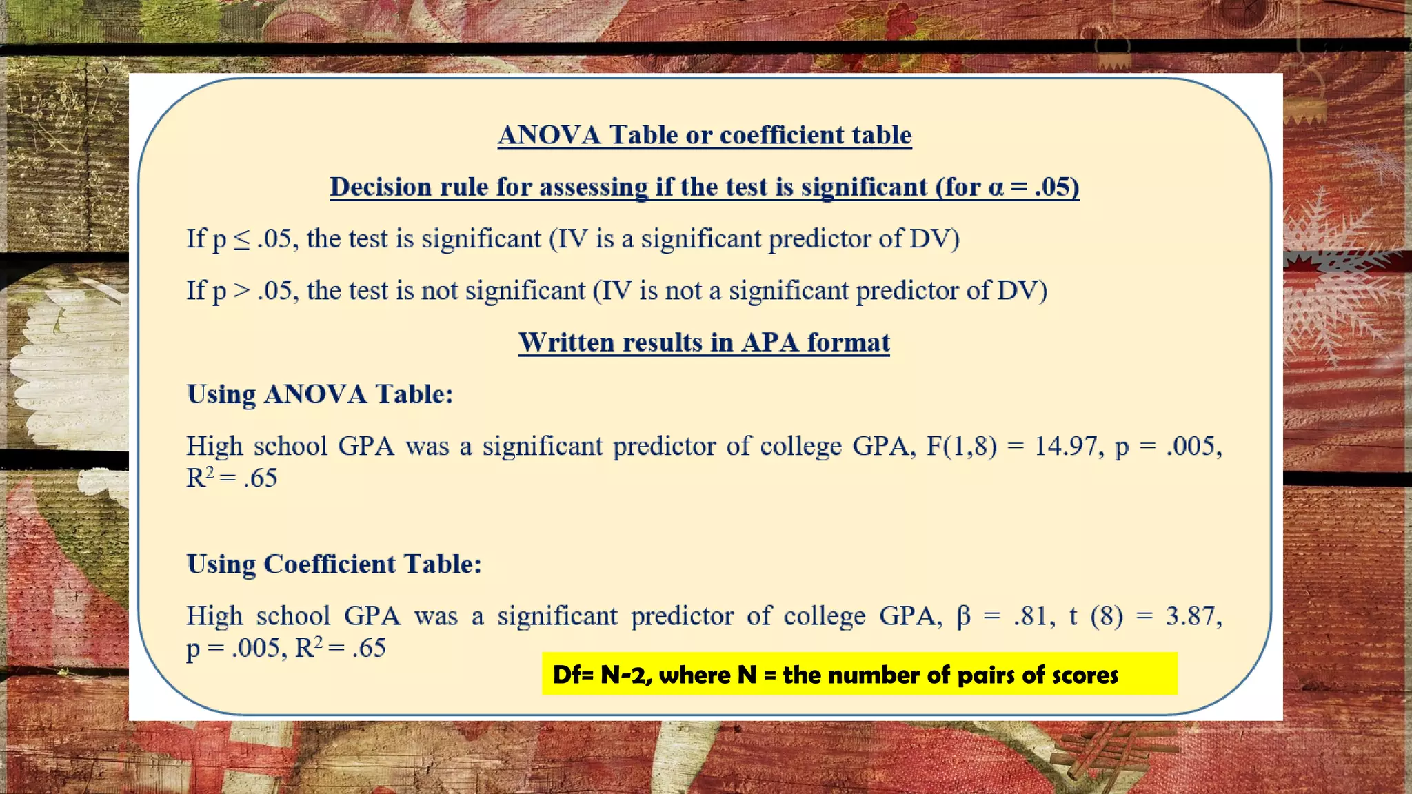 Df= N-2, where N = the number of pairs of scores
 