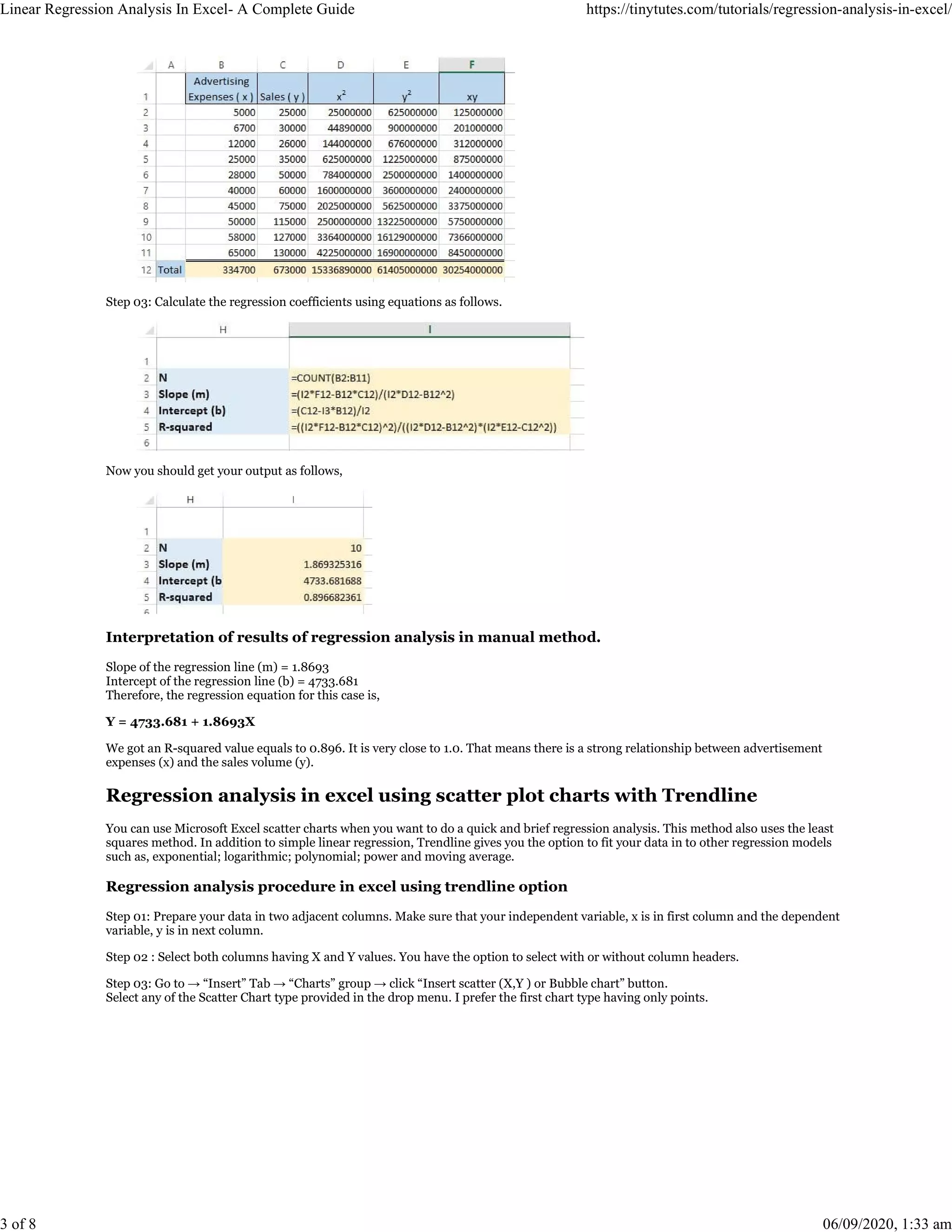 Regression analysis in excel | PDF