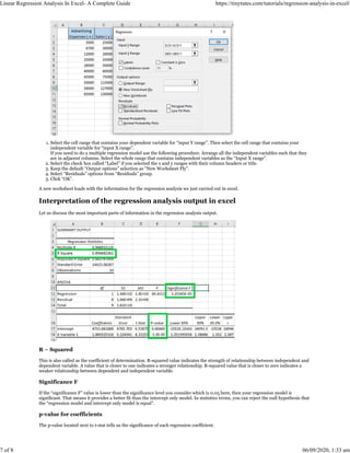 Regression analysis in excel | PDF
