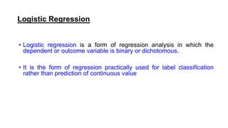 Linear Regression and Logistic Regression in ML | PPTX