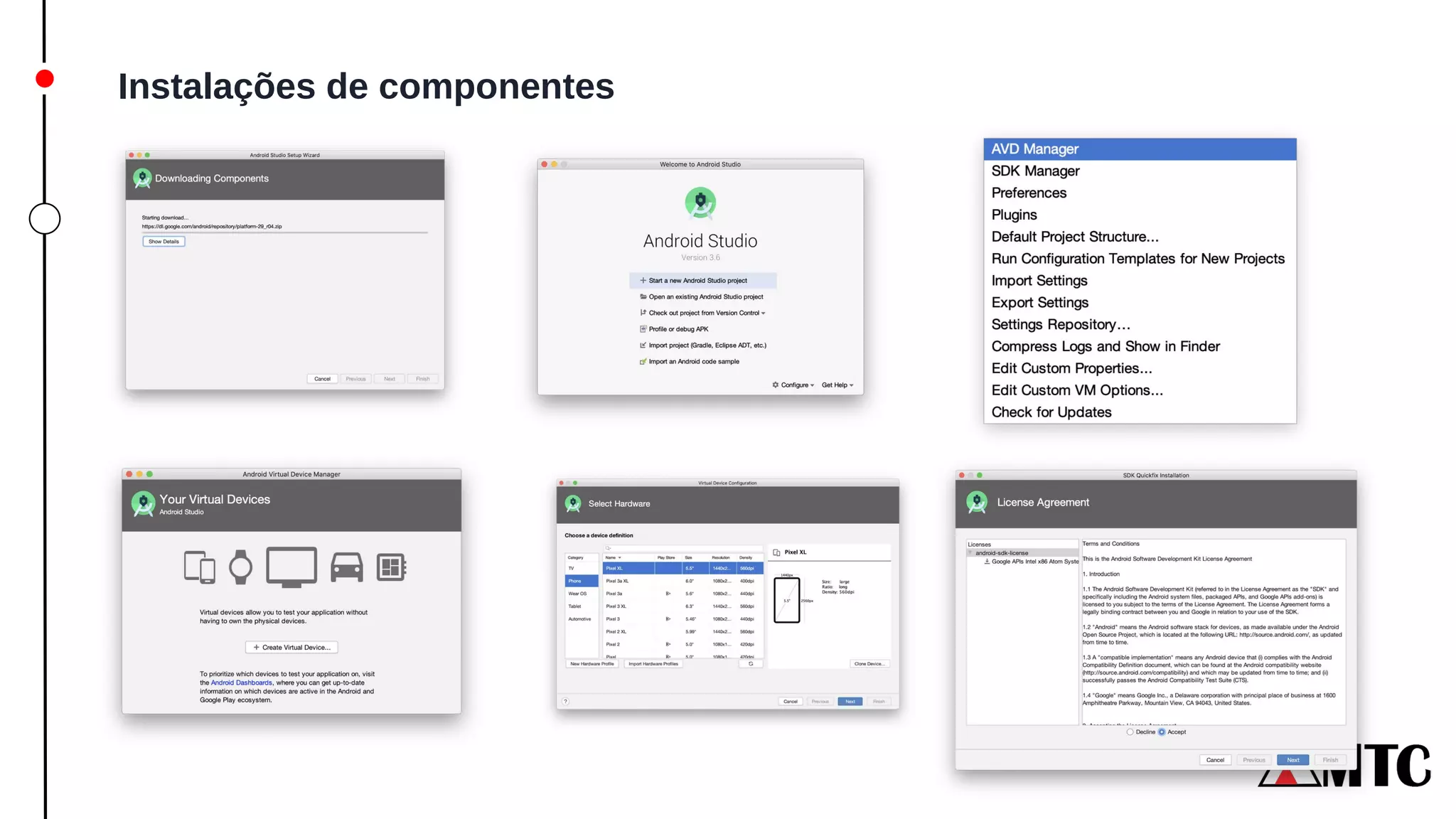 Instalações de componentes
 