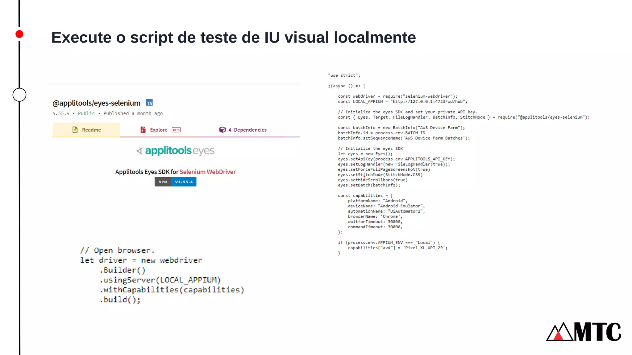 Execute o script de teste de IU visual localmente
 