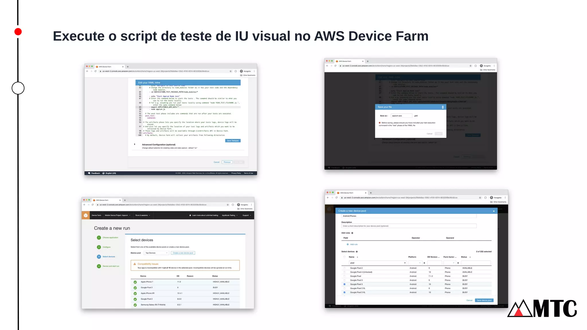 Execute o script de teste de IU visual no AWS Device Farm
 
