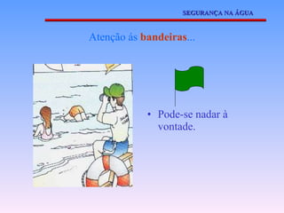 Atenção ás  bandeiras ... Pode-se nadar à vontade. SEGURANÇA NA ÁGUA 