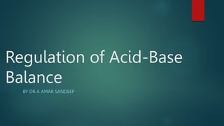 Regulation of Acid-Base
Balance
BY DR A AMAR SANDEEP
 