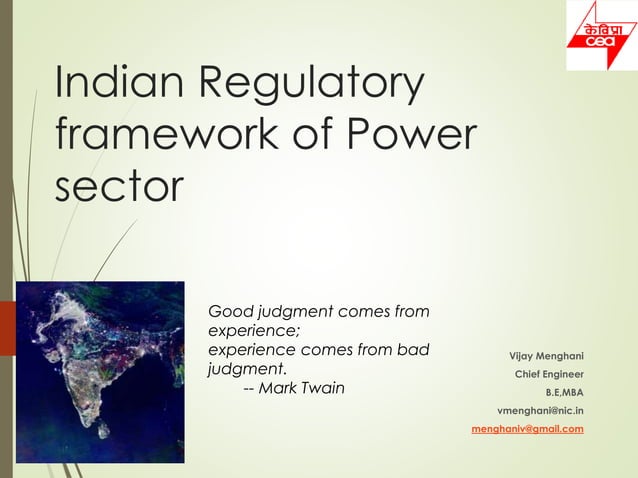 Indian Regulatory Framework Of Power Sector | PPT