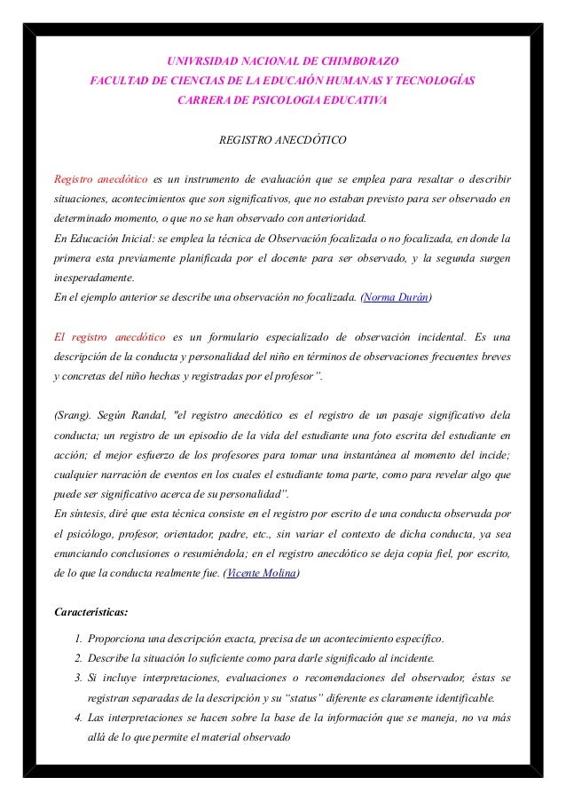 EXPOSICIÓN DEL 4 GRUPO El Registro anecdotico