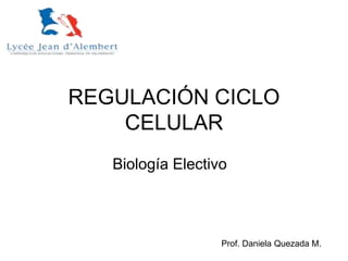 REGULACIÓN CICLO
CELULAR
Biología Electivo
Prof. Daniela Quezada M.
 