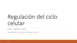 Regulación del ciclo
celular
PROF. KARINA LÓPEZ
BIOLOGÍA CELULAR Y MOLECULAR
10/27/2016
 