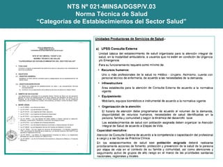 NTS Nº 021-MINSA/DGSP/V.03
Norma Técnica de Salud
“Categorías de Establecimientos del Sector Salud”
 