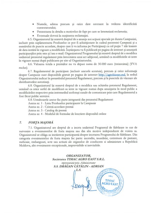 Regulamentul programului de fidelizare „Clubul Agricultorilor” Timac Agro East