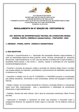 Regulamento - TEATRO NEGRO - 8ª Edição do FESTIAFRO 2022 - CEIRI-UREI.pdf