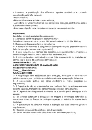 Regulamento concurso