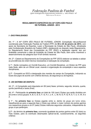 FPF define tabela e regulamento do Paulista Sub-20 –