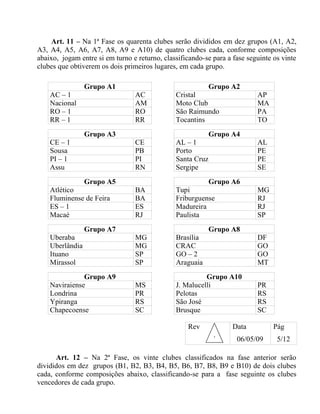 Regulamento Da Serie D 2009