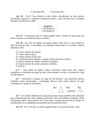 Regulamento Da Serie D 2009