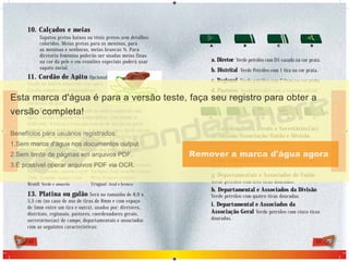 42 43
10. Calçados e meias
Sapatos pretos baixos ou tênis pretos sem detalhes
coloridos. Meias pretas para os meninos, para
as meninas e senhoras, meias brancas ¾. Para
diretoria feminina poderão ser usadas meias finas
na cor da pele e em reuniões especiais poderá usar
sapato social.
11. Cordão de Apito Opcional.
Usado no ombro esquerdo com apito.
Cordão simples em polipropileno
(com bitola: Ø 3,50 mm). nas cores
nacionais do país.
12. Torçal Opcional. Usado no ombro esquerdo com
apito. Cordão trançado em polipropileno (com bitola: ø
4,00 mm). O torçal é trançado com nó de surrão na parte
superior que envolve o braço, e trançado com o nó de surrão
invertido no prolongamento até o apito. O torçal na cor
vermelha é de uso exclusivo do departamental da Divisão.
Segue a ordem das cores nacionais dos países da Divisão
Sul-Americana:
13. Platina ou galão Será no tamanho de 8,0 x
5,5 cm (no caso de uso de tiras de 8mm e com espaço
de 5mm entre um tira e outra), usados por: diretores,
distritais, regionais, pastores, coordenadores gerais,
secretários(as) de campo, departamentais e associados
com as seguintes características:
a. Diretor Verde petróleo com D5 vazado na cor prata.
b. Distrital Verde Petróleo com 1 tira na cor prata.
c. Regional Verde petróleo com 2 tiras na cor prata.
d. Pastores Verde Petróleo com o logotipo oficial
da IASD bordado na cor dourada.
e. Coordenadores Gerais e Secretários(as)
de Missão/Associação/União e Divisão
Verde petróleo com uma tira dourada.
f. Departamentais e Associados de
Associação ou Missão Verde petróleo com duas
tiras douradas.
g. Departamentais e Associados de União
Verde petróleo com três tiras douradas.
h. Departamental e Associados da Divisão
Verde petróleo com quatro tiras douradas.
i. Departamental e Associados da
Associação Geral Verde petróleo com cinco tiras
douradas.
DESBRAVADORES
DESBRAVADORES
Argentina: Azul celeste e branco
Bolívia: Vermelho, amarelo e verde
Chile: Vermelho, branco e azul
Brasil: Verde e amarelo
Equador: Amarelo, azul e vermelho
Paraguai: Azul, vermelho e branco
Peru: Branco e vermelho
Uruguai: Azul e branco
 