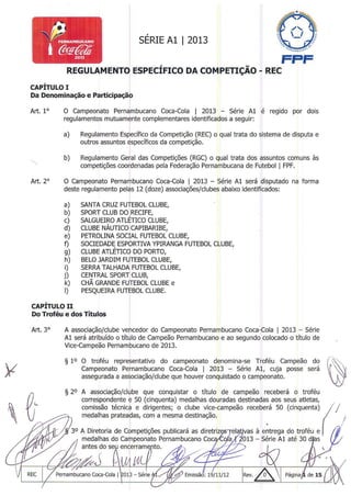 Regulamento do Campeonato Pernambucano 2013