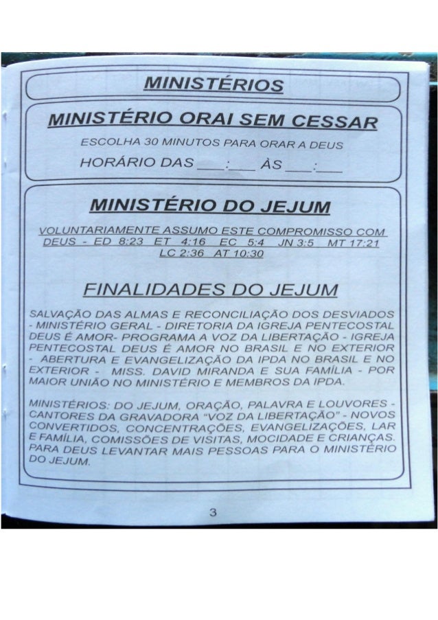 Regulamento interno da igreja pentecostal deus