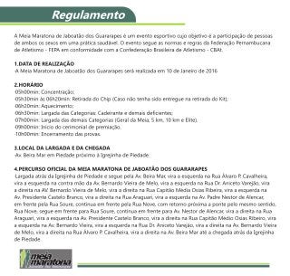 Regulamento Meia Maratona Jaboatão dos Guararapes