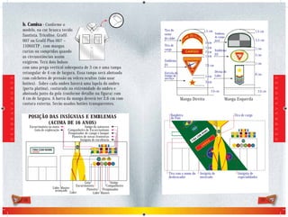b. Camisa - Conforme o
                            modelo, na cor branca tecido                                             Tira do                             1,5 cm                                    1,5 cm
                                                                                                     nome                                               Emblema
                            Santista, Tricoline, Grafil                                                                                                 de campo
                                                                                                     do clube
                            007 ou Grafil Plus 007 –                                                                                         5 cm
                                                                                                                                                        local                      5,5 cm
                            110601TP , com mangas                                                    Tira de
                                                                                                                                             1 cm                                  1 cm
                                                                                                     cargo
                            curtas ou compridas quando                                                                                       2 cm Emblema
                                                                                                                                                  D2                               5 cm
                            as circunstâncias assim                                                                                          1 cm
                            exigirem. Terá dois bolsos                                               Emblema
                                                                                                     D1                                                                            1 cm
                                                                                                                                             7,5 cm
                            com uma prega vertical sobreposta de 3 cm e uma tampa
                            retangular de 4 cm de largura. Essa tampa será abotoada                  Estrela de                                   Divisa de
                                                                                                     tempo de                                                                      8 cm
                                                                                                                                             1 cm Líder
                            com colchetes de pressão ou velcro ocultos (não usar                     serviço
D E S B R A V A D O R E S




                                                                                                                                                                                               D E S B R A V A D O R E S
                                                                                                                                             3 cm
                            botões). Sobre cada ombro haverá uma lapela do ombro
                            (porta platina), costurada na extremidade do ombro e
                                                                                                                                                      2,6 cm                          2,6 cm
                            abotoada junto da gola (conforme detalhe na figura) com
                            4 cm de largura. A barra da manga deverá ter 2,6 cm com                               Manga Direita                                Manga Esquerda
                            costura externa. Serão usados botões transparentes.

                                                                                                         Bandeira                                                  Tira de cargo
                            5. POSIÇÃO DAS INSÍGNIAS E EMBLEMAS
                               Lenço do Desbravador Amarelo com                                          do País
                                              (ACIMA DE 16 ANOS)
                                 Excurcionista na mata                 Amigo da natureza
                                    Guia de exploração     Companheiro de Excurcionismo                                                      ME
                                                           Pesquisador de campo e bosque                                                NO
                                                             Pioneiro de novas fronteiras                                          OM
                                                                                                                              AC
                                                                   Insígnia de excelência                               TIR                       O
                                                                                                                                             RG
                                                                                                                                        CA




                                                                                                        Tira com o nome do         Insígnia de                       Insígnia de
                                                                                                        desbravador                mestrado                          especialidades
                                                                        Guia               Amigo
                                                                  Excursionista        Companheiro
                                                 Líder Master             Pioneiro   Pesquisador
                                                   avançado
                                                              Líder           Líder Master

                            38                                                                                                                                                         39
 