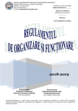 Regulamentul de organizare si functionare 2018