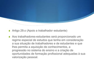 S 11 — Só podem conferir um dado grau académico

numa determinada área os estabelecimentos de
ensino superior que disponham de um corpo
docente próprio, qualificado nessa área, e dos
demais recursos humanos e materiais que garantam
o nível e a qualidade da for- mação adquirida.

 