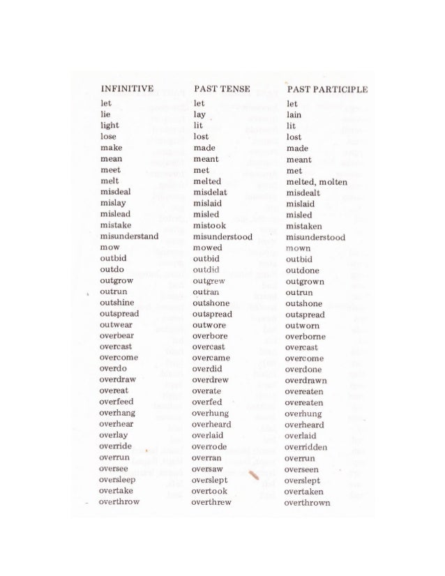 Regular irregularverbs