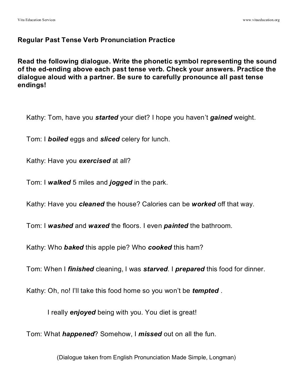 simple past tense dialogue