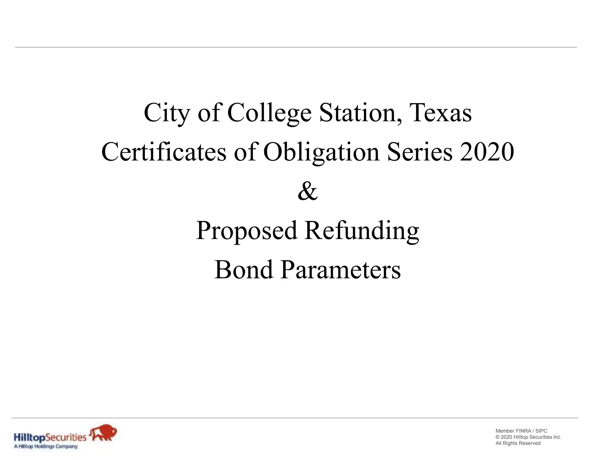 Proposed Refunding Bond Parameters PPT Proposed refunding bond parameters ppt