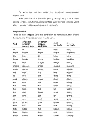 Regular and irregular verbs and modals (1) | PDF