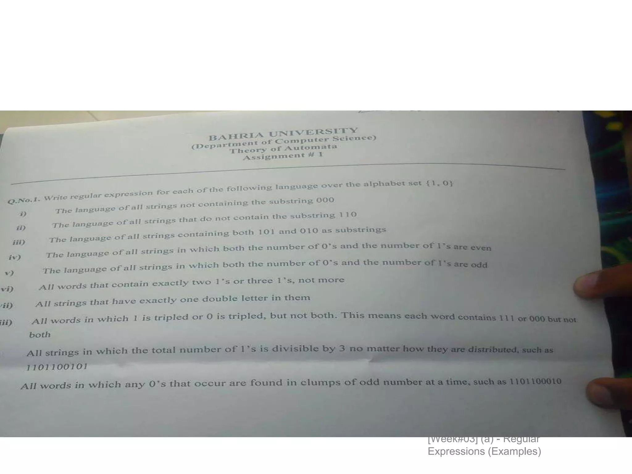 [Week#03] (a) - Regular
Expressions (Examples)
 