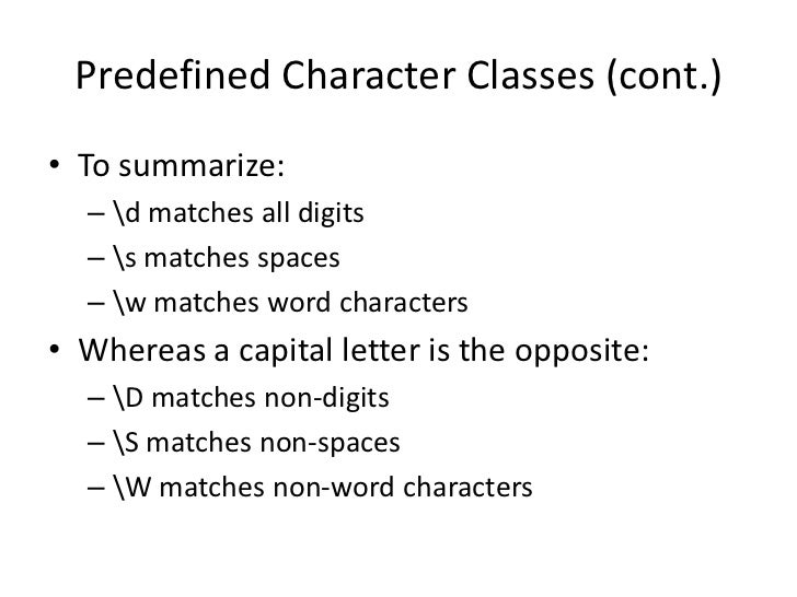 java regex predefined character classes java regex predefined character classes