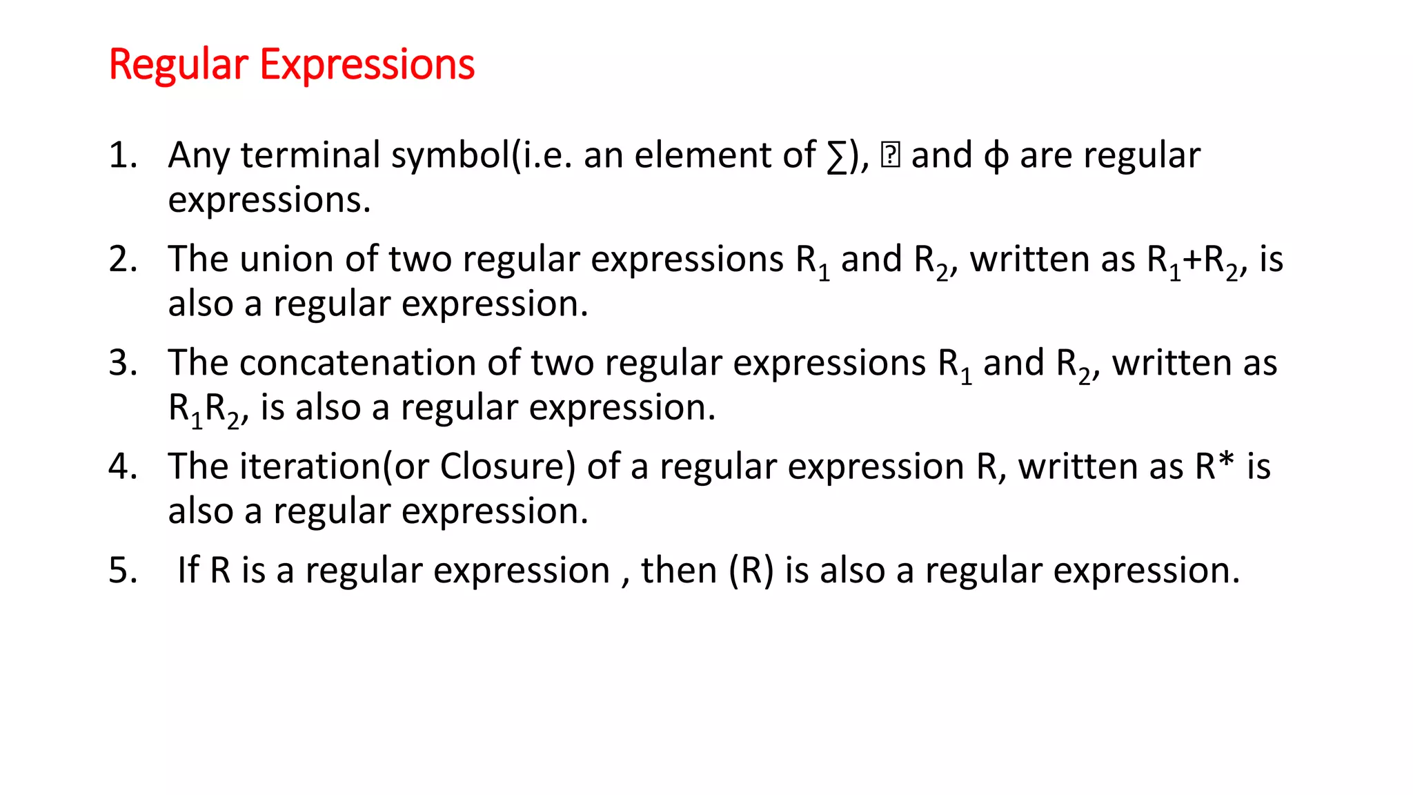 Regular expressions | PPTX | Technology & Computing