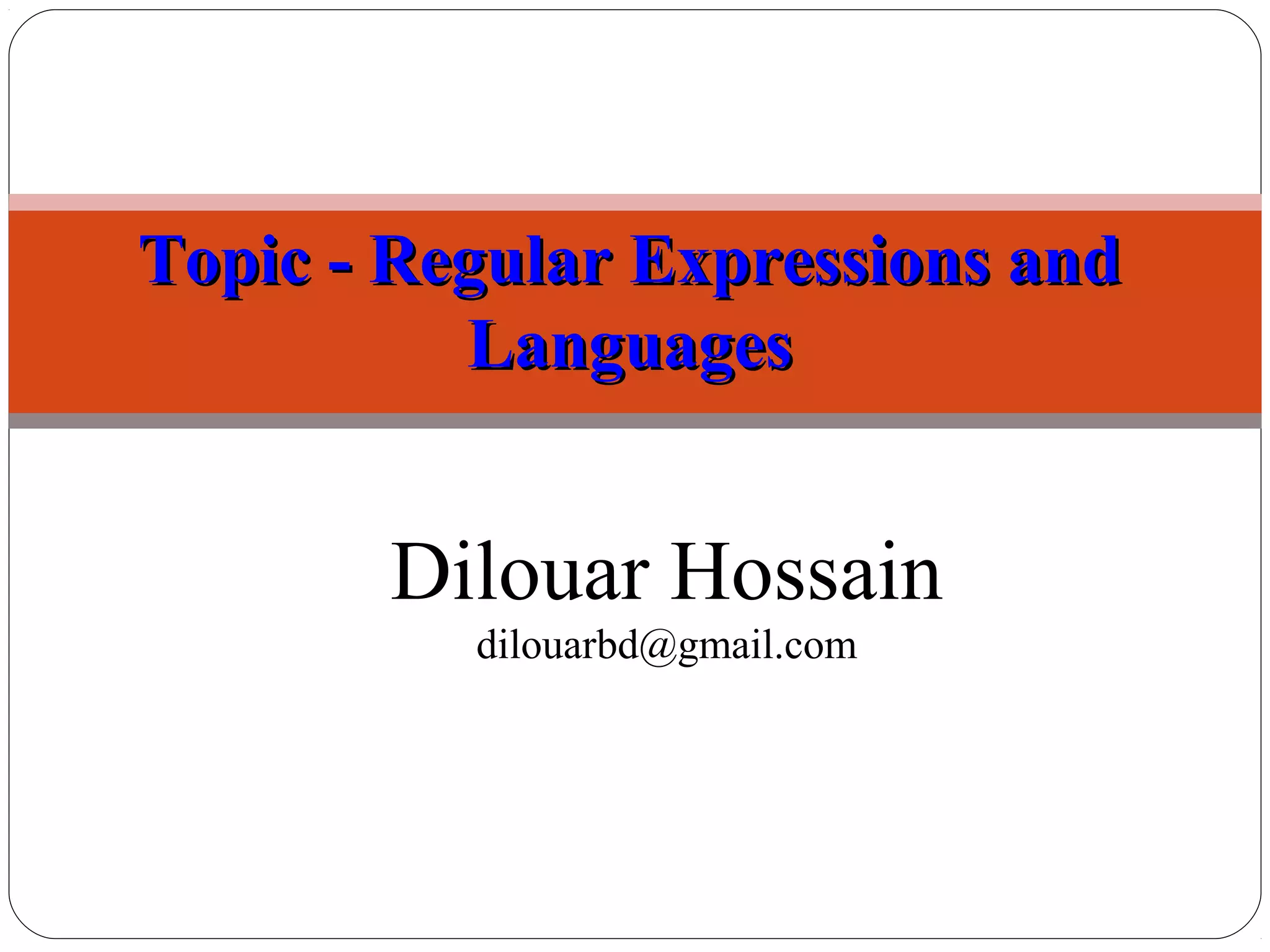 Regular expressions and languages pdf | PPT