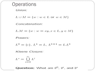 Regular expressions and languages pdf | PPT