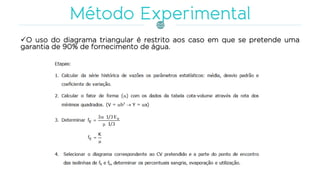 ✓O uso do diagrama triangular é restrito aos caso em que se pretende uma
garantia de 90% de fornecimento de água.
 